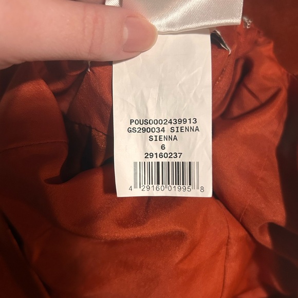 Galina Signature Charmeuse V-Neck Flutter Sleeve Evening Dress in Sienna Size 6 - Picture 8 of 8